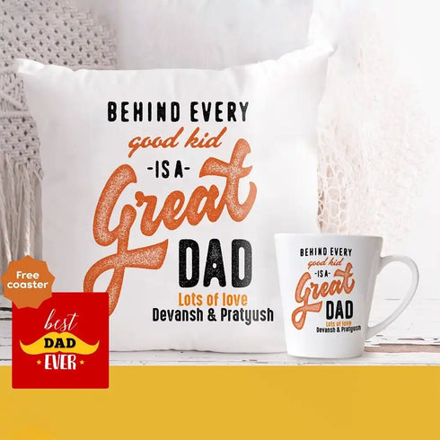 Personalized Fathers Day Cushion with Mug Combo